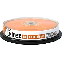Диск DVD+R Mirex 4.7 ГБ 16x cake box UL130013A1L (10 штук в упаковке) фото Диск DVD+R Mirex 4.7 ГБ 16x cake box UL130013A1L (10 штук в упаковке)
