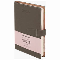 Ежедневник датированный 2025, А5, 143x218 мм, BRAUBERG "Journal", под кожу, застежка, органайзер, серый, 115881 фото Ежедневник датированный 2025, А5, 143x218 мм, BRAUBERG "Journal", под кожу, застежка, органайзер, серый, 115881