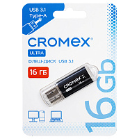Флеш-диск 16 GB, CROMEX Ultra USB 3.1, металлический корпус, черный, 514162 фото Флеш-диск 16 GB, CROMEX Ultra USB 3.1, металлический корпус, черный, 514162