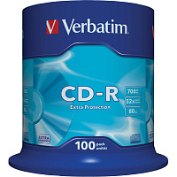 Диск CD-R Verbatim 700 МБ 52x cake box 43411 (100 штук в упаковке) фото Диск CD-R Verbatim 700 МБ 52x cake box 43411 (100 штук в упаковке)