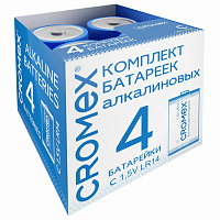 Батарейки алкалиновые КОМПЛЕКТ 4 шт., CROMEX Alkaline, C (LR14, 14А), короб, 456455 фото Батарейки алкалиновые КОМПЛЕКТ 4 шт., CROMEX Alkaline, C (LR14, 14А), короб, 456455