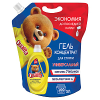 Гель для стирки универсальный 3 л, QUALITA, для всех типов тканей, концентрат, дой-пак, 11435 фото Гель для стирки универсальный 3 л, QUALITA, для всех типов тканей, концентрат, дой-пак, 11435