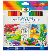 Карандаши цветные Гамма Классические 24 цвета шестигранные фото Карандаши цветные Гамма Классические 24 цвета шестигранные