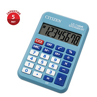 Калькулятор карманный Citizen LC-110NR-BL, 8 разрядов, питание от батарейки, 58*88*11мм, голубой фото Калькулятор карманный Citizen LC-110NR-BL, 8 разрядов, питание от батарейки, 58*88*11мм, голубой