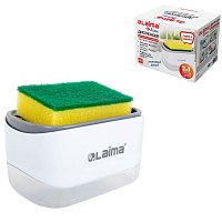 Диспенсер/дозатор для моющего средства, органайзер + губка, БЕЛЫЙ, 14,5х9х10 см, LAIMA HOME, 700041 фото Диспенсер/дозатор для моющего средства, органайзер + губка, БЕЛЫЙ, 14,5х9х10 см, LAIMA HOME, 700041