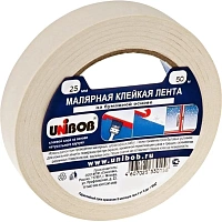 Клейкая лента малярная Unibob легкоудаляемая 25 мм х 50 м фото Клейкая лента малярная Unibob легкоудаляемая 25 мм х 50 м