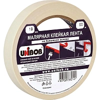 Клейкая лента малярная Unibob легкоудаляемая 19 мм х 50 м фото Клейкая лента малярная Unibob легкоудаляемая 19 мм х 50 м