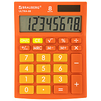 Калькулятор настольный BRAUBERG ULTRA-08-RG, КОМПАКТНЫЙ (154x115 мм), 8 разрядов, двойное питание, ОРАНЖЕВЫЙ, 250511 фото Калькулятор настольный BRAUBERG ULTRA-08-RG, КОМПАКТНЫЙ (154x115 мм), 8 разрядов, двойное питание, ОРАНЖЕВЫЙ, 250511