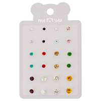 Серьги MESHU "Rhinestones", бижутерия, 12 пар, европодвес фото Серьги MESHU "Rhinestones", бижутерия, 12 пар, европодвес