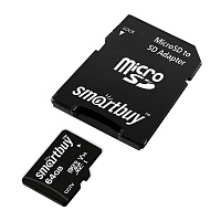 Карта памяти SmartBuy MicroSDHC 64GB UHS-1, Class 10, скорость чтения 95Мб/сек, для видеонаблюдения (с адаптером SD) фото Карта памяти SmartBuy MicroSDHC 64GB UHS-1, Class 10, скорость чтения 95Мб/сек, для видеонаблюдения (с адаптером SD)