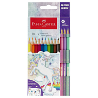 Карандаши цветные Faber-Castell "Unicorn", 10цв., шестигр., заточ.+3 паст. цв., картон, европодвес фото Карандаши цветные Faber-Castell "Unicorn", 10цв., шестигр., заточ.+3 паст. цв., картон, европодвес