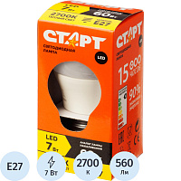 Лампа светодиодная Старт ECO G 7Вт E27 2700К 560Лм фото Лампа светодиодная Старт ECO G 7Вт E27 2700К 560Лм