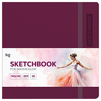 Скетчбук для акварели 40л., 145*145 BG "Bright. Berry", кожзам, на резинке, 200г/м2 фото Скетчбук для акварели 40л., 145*145 BG "Bright. Berry", кожзам, на резинке, 200г/м2