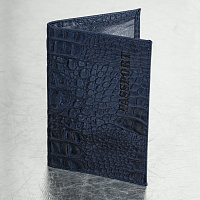 Обложка для паспорта натуральная кожа кайман, "PASSPORT", темно-синяя, BRAUBERG, 237196 фото Обложка для паспорта натуральная кожа кайман, "PASSPORT", темно-синяя, BRAUBERG, 237196