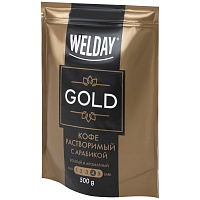 Кофе растворимый WELDAY (ВЭЛДЭЙ) "GOLD" 500 г, БРАЗИЛИЯ, арабика, сублимированный, в упаковке Zip-Lock, 622673 фото Кофе растворимый WELDAY (ВЭЛДЭЙ) "GOLD" 500 г, БРАЗИЛИЯ, арабика, сублимированный, в упаковке Zip-Lock, 622673