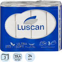 Бумага туалетная Luscan Deluxe 3-слойная белая (24 рулона в упаковке) фото Бумага туалетная Luscan Deluxe 3-слойная белая (24 рулона в упаковке)