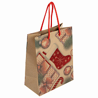 Пакет подарочный (1 штука) новогодний 18x10x23 см, ЗОЛОТАЯ СКАЗКА "Christmas Kraft", глиттер, 608235 фото Пакет подарочный (1 штука) новогодний 18x10x23 см, ЗОЛОТАЯ СКАЗКА "Christmas Kraft", глиттер, 608235