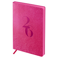 Ежедневник датированный 2026г., А6+, 176л., мягкий переплет, кожзам, BG "Shine. Magenta", фуксия, цветной срез фото Ежедневник датированный 2026г., А6+, 176л., мягкий переплет, кожзам, BG "Shine. Magenta", фуксия, цветной срез