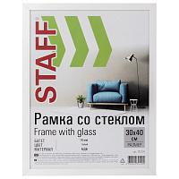 Рамка 30х40 см, белая STAFF "Grand", багет 18 мм, стекло, МДФ, 391195 фото Рамка 30х40 см, белая STAFF "Grand", багет 18 мм, стекло, МДФ, 391195