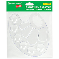 Палитра для рисования BRAUBERG KIDS, прозрачная, овальная, 10 ячеек (6 ячеек для красок и 4 для смешивания), европодвес, 192354 фото Палитра для рисования BRAUBERG KIDS, прозрачная, овальная, 10 ячеек (6 ячеек для красок и 4 для смешивания), европодвес, 192354