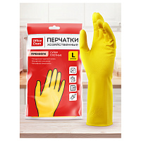 Перчатки резиновые хозяйственные OfficeClean ПРЕМИУМ, многоразовые, хлопчатобумажное напыление, супер плотные, р.L, желтые, пакет с европодвесом фото Перчатки резиновые хозяйственные OfficeClean ПРЕМИУМ, многоразовые, хлопчатобумажное напыление, супер плотные, р.L, желтые, пакет с европодвесом