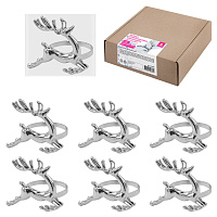 Кольца для салфеток новогодние, КОМПЛЕКТ 6 шт., 5,5 см, "Олени", серебристые, ЗОЛОТАЯ СКАЗКА, 592488 фото Кольца для салфеток новогодние, КОМПЛЕКТ 6 шт., 5,5 см, "Олени", серебристые, ЗОЛОТАЯ СКАЗКА, 592488