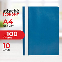 Скоросшиватель пластиковый Attache Economy A4 до 100 листов синий (толщина обложки 0.11 мм, 10 штук в упаковке) фото Скоросшиватель пластиковый Attache Economy A4 до 100 листов синий (толщина обложки 0.11 мм, 10 штук в упаковке)