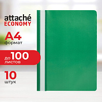 Скоросшиватель пластиковый Attache Economy A4 до 100 листов зеленый (толщина обложки 0.11 мм, 10 штук в упаковке) фото Скоросшиватель пластиковый Attache Economy A4 до 100 листов зеленый (толщина обложки 0.11 мм, 10 штук в упаковке)