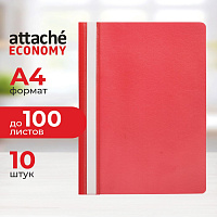 Скоросшиватель пластиковый Attache Economy A4 до 100 листов красный (толщина обложки 0.11 мм, 10 штук в упаковке) фото Скоросшиватель пластиковый Attache Economy A4 до 100 листов красный (толщина обложки 0.11 мм, 10 штук в упаковке)