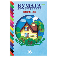 Цветная бумага А4 2-сторонняя газетная, 16 листов, 16 цветов, на скобе, HATBER ECO, 200х270 мм, "Домик в лесу", 059756, 16Бц4_20828 фото Цветная бумага А4 2-сторонняя газетная, 16 листов, 16 цветов, на скобе, HATBER ECO, 200х270 мм, "Домик в лесу", 059756, 16Бц4_20828
