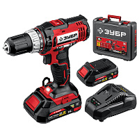 Дрель-шуруповёрт аккумуляторная Зубр ДШЛ-185-22 2 АКБ х Li-ion (18В, 2 Ач)+ЗУ в кейсе