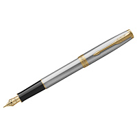 Ручка перьевая Parker "Sonnet Stainless Steel GT" черная, 1,0мм, подарочная упаковка фото Ручка перьевая Parker "Sonnet Stainless Steel GT" черная, 1,0мм, подарочная упаковка