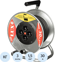 Удлинитель на катушке металл LUX КГ 3x1.5 кв.мм 30 м 16 А 3520 Вт IP20 с заземлением 4 розетки 44130 фото Удлинитель на катушке металл LUX КГ 3x1.5 кв.мм 30 м 16 А 3520 Вт IP20 с заземлением 4 розетки 44130