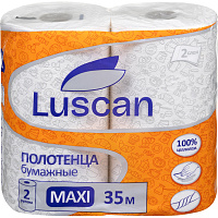 Полотенца бумажные Luscan Maxi 2-слойные белые 2 рулона по 35 метров фото Полотенца бумажные Luscan Maxi 2-слойные белые 2 рулона по 35 метров