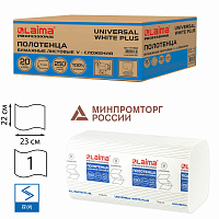 Полотенца бумажные 250 шт., LAIMA (H3) UNIVERSAL WHITE PLUS, 1-слойные, белые, КОМПЛЕКТ 20 пачек, 23х22, V-сложение, 111344 фото Полотенца бумажные 250 шт., LAIMA (H3) UNIVERSAL WHITE PLUS, 1-слойные, белые, КОМПЛЕКТ 20 пачек, 23х22, V-сложение, 111344