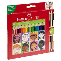 Карандаши цветные Faber-Castell , 24цв.,"Дети мира" заточ.+3цв., картон, европодвес. фото Карандаши цветные Faber-Castell , 24цв.,"Дети мира" заточ.+3цв., картон, европодвес.