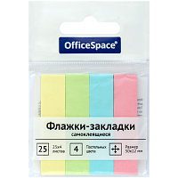 Флажки-закладки OfficeSpace, 50*12мм, 25л*4 пастельных цвета, европодвес фото Флажки-закладки OfficeSpace, 50*12мм, 25л*4 пастельных цвета, европодвес