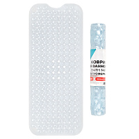 Коврик для ванны противоскользящий 100х40 см, "Полусферы", прозрачный, ПВХ, присоски, PRIMILA (ПРИМИЛА), 700376