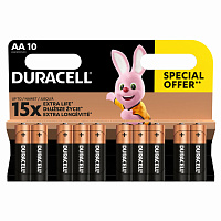 Батарейки КОМПЛЕКТ 10 шт., DURACELL Basic ОРИГИНАЛ, AA (LR6, 15А), алкалиновые, пальчиковые фото Батарейки КОМПЛЕКТ 10 шт., DURACELL Basic ОРИГИНАЛ, AA (LR6, 15А), алкалиновые, пальчиковые