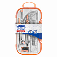 Готовальня BRAUBERG SCHOOL KIT, 11 предметов, циркуль 115 мм, циркуль 125 мм, чертежные принадлежности, персиковый цвет, 210717 фото Готовальня BRAUBERG SCHOOL KIT, 11 предметов, циркуль 115 мм, циркуль 125 мм, чертежные принадлежности, персиковый цвет, 210717