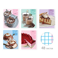 Тетрадь А5 48 л. АЛЬТ, скоба, клетка, матовая ламинация, "Кофемания" (5 видов), 7-48-1137