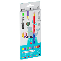 Карандаши цветные двусторонние Berlingo "SuperSoft. Duo", 24цв., 12шт., трехгр., заточ., европодвес фото Карандаши цветные двусторонние Berlingo "SuperSoft. Duo", 24цв., 12шт., трехгр., заточ., европодвес