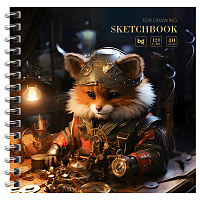 Скетчбук 40л., 170*170 BG "Steampunk. Fox", на гребне, глянцевая ламинация, фольга, 120г/м2 фото Скетчбук 40л., 170*170 BG "Steampunk. Fox", на гребне, глянцевая ламинация, фольга, 120г/м2