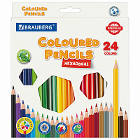 Карандаши цветные BRAUBERG PREMIUM, 24 цвета, шестигранные, грифель 3 мм, 181668 фото Карандаши цветные BRAUBERG PREMIUM, 24 цвета, шестигранные, грифель 3 мм, 181668