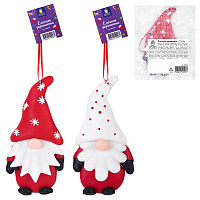 Украшение елочное (1 шт.) "Гномик" 11.5х6 см, полимерная глина, ассорти 2 дизайна, ЗОЛОТАЯ СКАЗКА, 592410