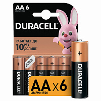 Батарейки КОМПЛЕКТ 6 шт., DURACELL Basic ОРИГИНАЛ, АА (LR6,15А), алкалиновые, пальчиковые, Б0014859 фото Батарейки КОМПЛЕКТ 6 шт., DURACELL Basic ОРИГИНАЛ, АА (LR6,15А), алкалиновые, пальчиковые, Б0014859