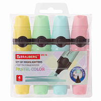 Набор текстовыделителей BRAUBERG 4 шт., АССОРТИ, "DELTA PASTEL", линия 1-5 мм, 151735 фото Набор текстовыделителей BRAUBERG 4 шт., АССОРТИ, "DELTA PASTEL", линия 1-5 мм, 151735