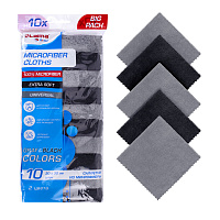 Салфетки из МИКРОФИБРЫ 30х30 см, GRAY & BLACK, big pack, КОМПЛЕКТ 10 штук, 180 г/м2, LAIMA HOME, 700610 фото Салфетки из МИКРОФИБРЫ 30х30 см, GRAY & BLACK, big pack, КОМПЛЕКТ 10 штук, 180 г/м2, LAIMA HOME, 700610