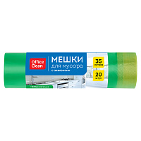 Мешки для мусора 35л OfficeClean биоразлагаемые ПНД, 50*60см, 15мкм, 20шт., прочные, зеленые, в рулоне, с завязками фото Мешки для мусора 35л OfficeClean биоразлагаемые ПНД, 50*60см, 15мкм, 20шт., прочные, зеленые, в рулоне, с завязками