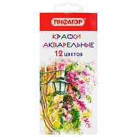 Краски акварельные ПИФАГОР 12 цветов, медовые, круглые кюветы, 192549 фото Краски акварельные ПИФАГОР 12 цветов, медовые, круглые кюветы, 192549